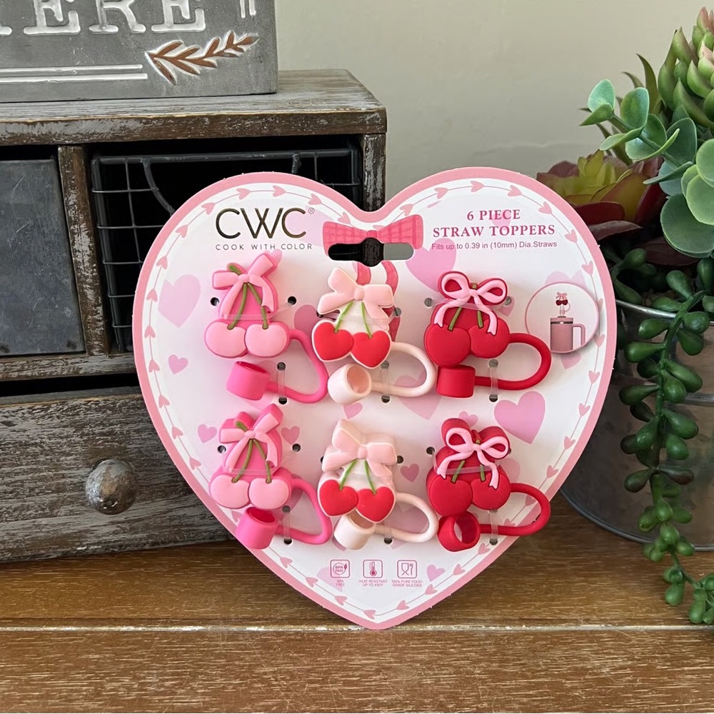 New Valentine Cherry Straw Toppers Pairs perfectly with Juicy Couture